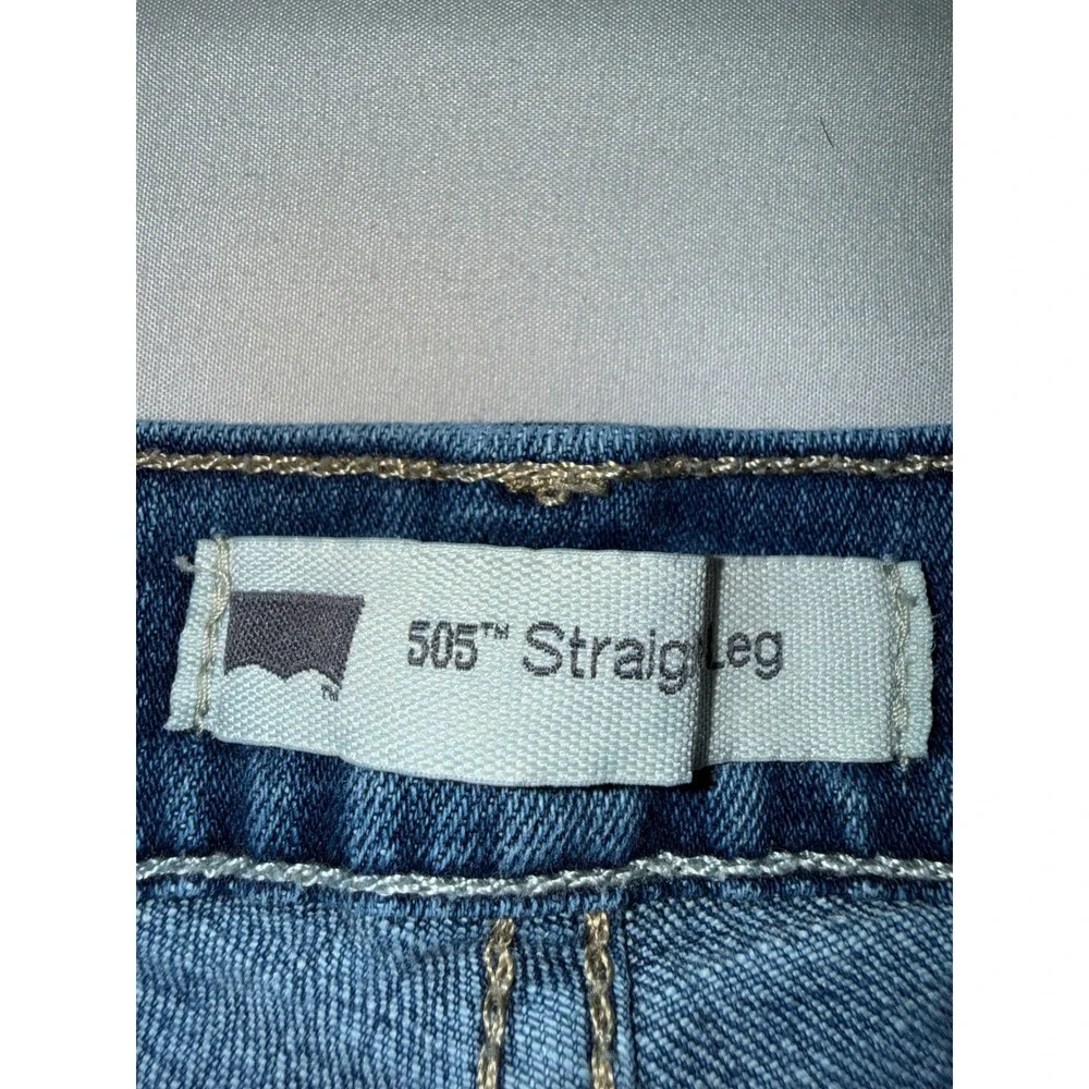 Levis 505 Straight Leg Jeans Womens 10M W30 L32‎ Medium Wash Blue Denim Stretch